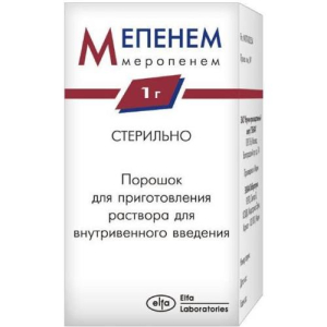Мепенем порошок для приготовления раствора для внутривенного введения 1000мг №1