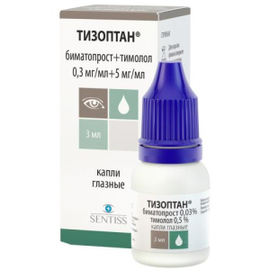 Тизоптан капли глазные 0,3мг/мл + 5мг/мл 3мл №1