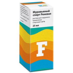 Муравьиный спирт реневал раствор для наружного применения спиртовой 1,4% 25мл