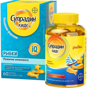 Супрадин кидс пастилки жевательные №60 рыбки развитие интеллекта бад