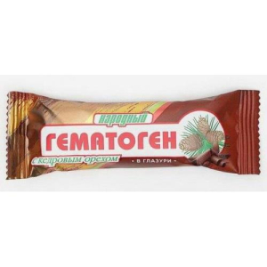 Гематоген народный плитка 40г с кедровым орехом в глазури