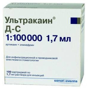 Ультракаин д-с раствор для инъекций 40мг + 0.005мг/мл 1,7мл №100
