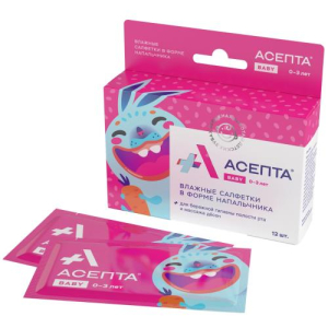 Асепта бебе салфетки влажные  №12 д/ротовой полости детск. 0 +
