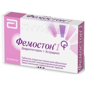 Фемостон 1 таблетки покрытые пленочной оболочкой набор 10мг + 1мг и 1мг №28 /в наборе: таблетки 2-х видов - эстрадиол 1 мг-14 шт., эстрадиол 1 мг  +  