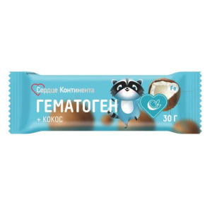 Сердце континента гематоген детский плитка 30г кокос с 3-х лет