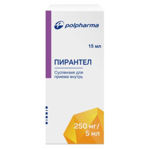 Пирантел суспензия для приема внутрь 250мг/5мл 15мл в комплекте с мерным стаканчиком