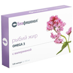 Рыбий жир биафишенол капсулы 0,35г №120 с валерианой