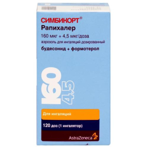 Симбикорт рапихалер аэрозоль для ингаляций дозированный 0,16мг + 0,0045мг/доза 120доз