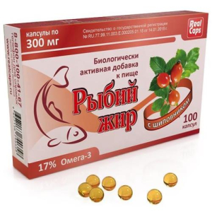 Реалкапс рыбий жир капсулы 300мг №100 с шиповником бад