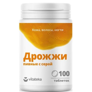 Витатека дрожжи пивные таблетки 500мг №100 с серой бад
