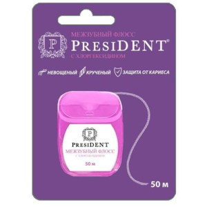 Президент зубная нить 50м дентал флосс с хлоргексидином /арт. 1115/