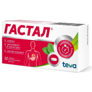 Гастал таблетки для рассасывания №12 мятные
