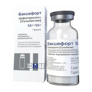 Бакцефорт порошок для приготовления раствора для внутривенного и внутримышечного введения 1500мг + 1500мг №1 [1шт. в компл. с растворителем]