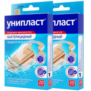 Унипласт лейкопластырь бактерицидный №20 1,9х7,2см водоотталк телесн
