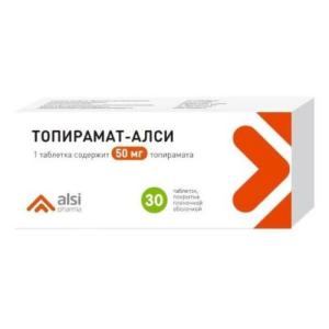 Топирамат-алси таблетки покрытые пленочной оболочкой 50мг №30