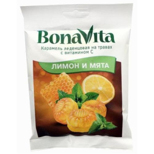 Бона вита леденцовая карамель 60г лимон + мята + витамин с