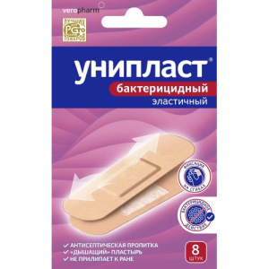 Унипласт лейкопластырь бактерицидный №8 1,9х7,2см эласт