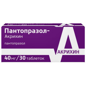 Пантопразол-акрихин таблетки кишечнорастворимые покрытые пленочной оболочкой 40мг №30