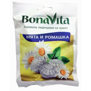 Бона вита леденцовая карамель 60г мята + ромашка + витамин с
