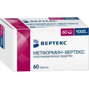 Метформин-вертекс таблетки покрытые пленочной оболочкой 1000мг №60