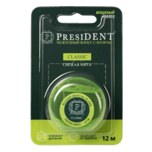 Президент классик флосс межзубный 12м вощен фтор свежая мята /арт 202/