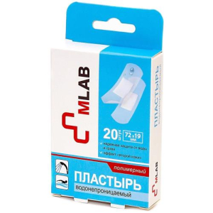 Млаб набор пластырей медицинских №20 водонепрониц. 1,9смх7,2см полимер.