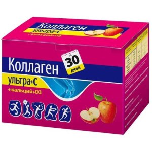 Коллаген ультра + с + кальций + д3 порошок 8г №30 яблоко