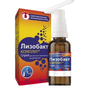 Лизобакт комплит спрей для местного применения 0.1мг + 4.0мг + 0.3мг/доза 125 доз №1