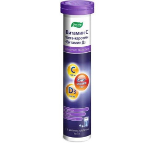 Эвалар витамин с таблетки шипучие 5г №15 бета-каротин + витамин д бад