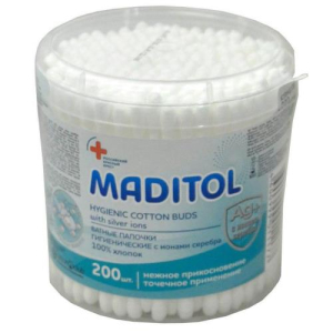 Мадитол палочки ватные ионы серебра №200 стакан [maditiol]