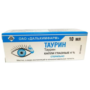 Таурин капли глазные 4% 10мл/Дальхим