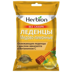 Хербион леденцы без сахара №25 со вкусом меда и лимона бад