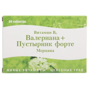 Мерцана витамин в6 валериана + пустырник форте таблетки №60
