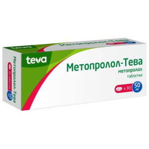 Метопролол-тева таблетки 50мг №30 