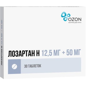Лозартан н таблетки покрытые пленочной оболочкой 12.5мг + 50мг №30 