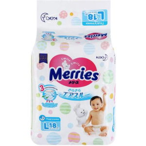 Мерриес подгузники 9-14кг. р.l №18 [merries]