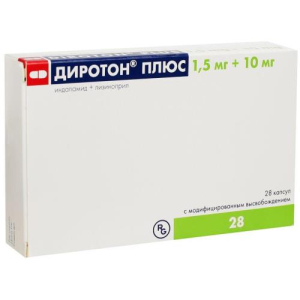 Диротон плюс капсулы с модифицированным высвобождением 1.5мг + 10мг №28