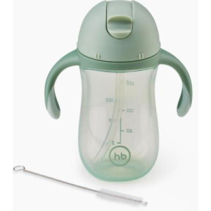 Хэппи беби поильник 260мл с трубочкой и ручками 12мес +  /арт 14010/ оливковый