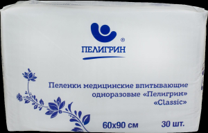 Пелигрин классик простыня впитывающая №30 60х90см с бумагой тиссью