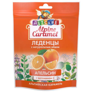 Альпийская карамель леденцы 75г детские апельсин витамин с/натур мед бад