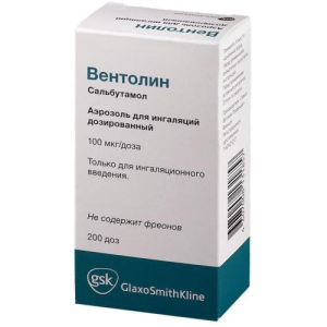 Вентолин аэрозоль для ингаляций дозированный 100мкг/доза 200доз №1