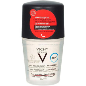 Виши ом дезодорант антиперспирант шарик 50мл для мужчин против пятен 48ч