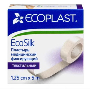 Экопласт Экосилк пластырь медицинский фиксирующий 1,25х500см текст
