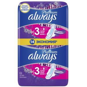Олвэйз платинум прокладки гигиенические №14 ультра супер плюс размер 3 с крылышками жен.