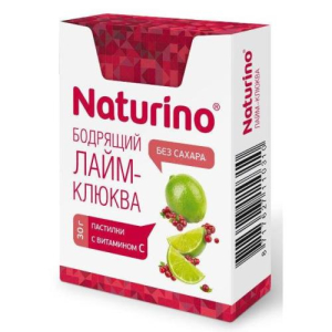 Натурино пастилки без сахара 30г бодрящий лайм-клюква с вит.с флип-топ
