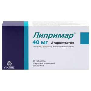 Липримар таблетки покрытые пленочной оболочкой 40мг №30
