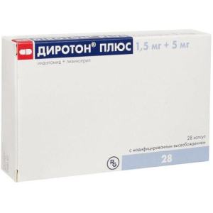 Диротон плюс капсулы с модифицированным высвобождением 1.5мг + 5мг №28