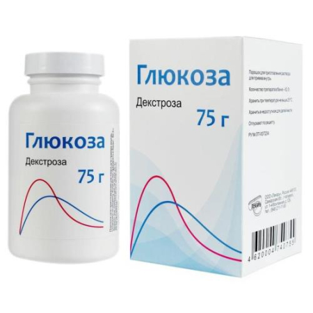 Глюкоза порошок для приготовления раствора для приема внутрь 75г 82.5г