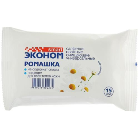 Эконом смарт салфетки влажные  №15 ромашка