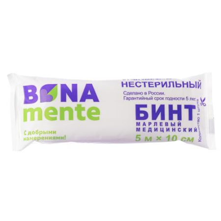 Бинт Бона менте медицинский марлевый нестерильный 5м х10см